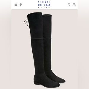 STUART WEITZMAN BLACK SUEDE LOWLAND BOOTS